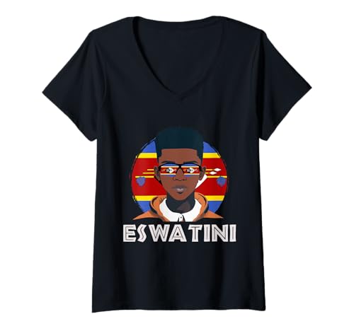 Damen Eswatini, Eswatini Flagge, Eswatini Boy, African Boy, T-Shirt mit V-Ausschnitt Damen Eswatini, Eswatini Flagge, Eswatini Boy, African Boy, T-Shirt mit V-Ausschnitt von Eswatini Flag Gifts for Eswatini Teens & Boys