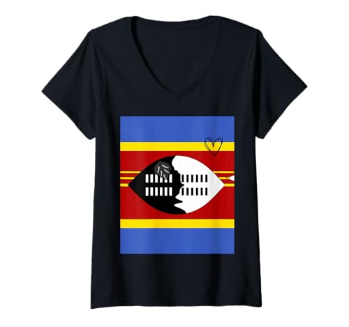 Damen Eswatini Flagge Swazi Heart Proud Heritage National Day T-Shirt mit V-Ausschnitt Damen Eswatini Flagge Swazi Heart Proud Heritage National Day T-Shirt mit V-Ausschnitt von Eswatini Flag Swazi Proud National Day Gifts Idea
