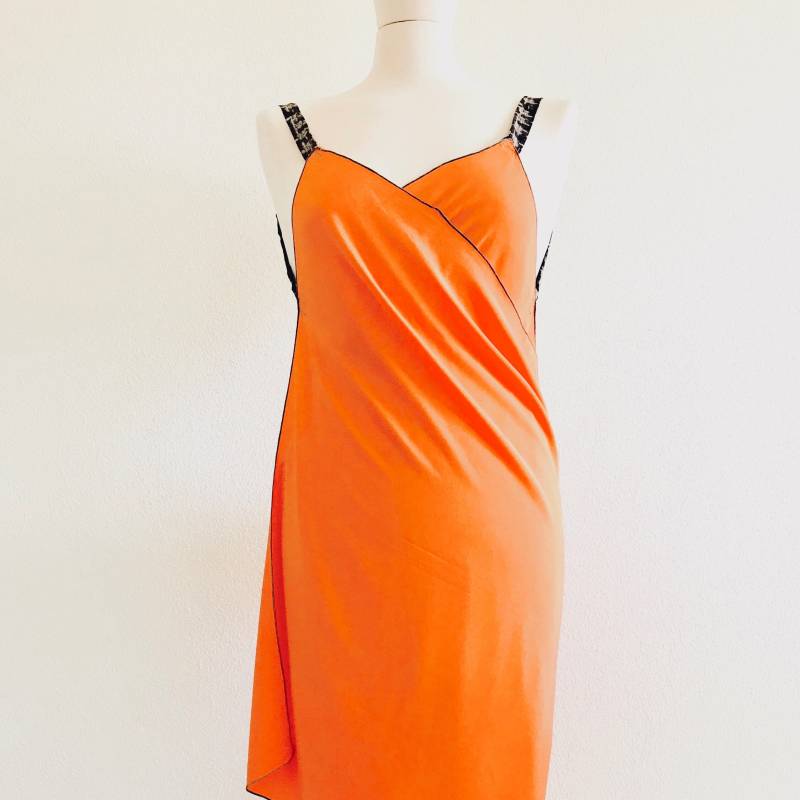 Orange Seidenkleid, Sarongkleid, Strandvertuschung, Wickelkleid, Chiffonkleid, Strandkleid, Pareo Sarong, Sommerkleid, Schiere Kleid von EtaBetaFashion