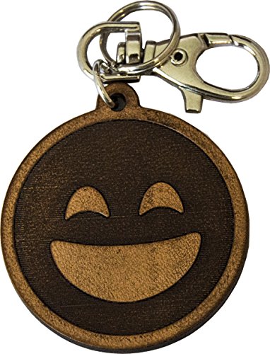 Schlüsselanhänger Emoji, rund, aus echtem Leder, pflanzlich gegerbt – Art. Lächeln– Etabeta Artigiano Toscano – Made in Italy, braun, Qt 2 von Etabeta Artigiano Toscano