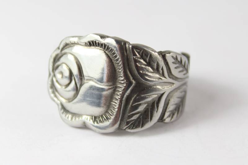 Rosen Besteck Schmuck Ring, Ca. 51 | 16, 2 Besteckring, Besteckschmuck von Etagere2000