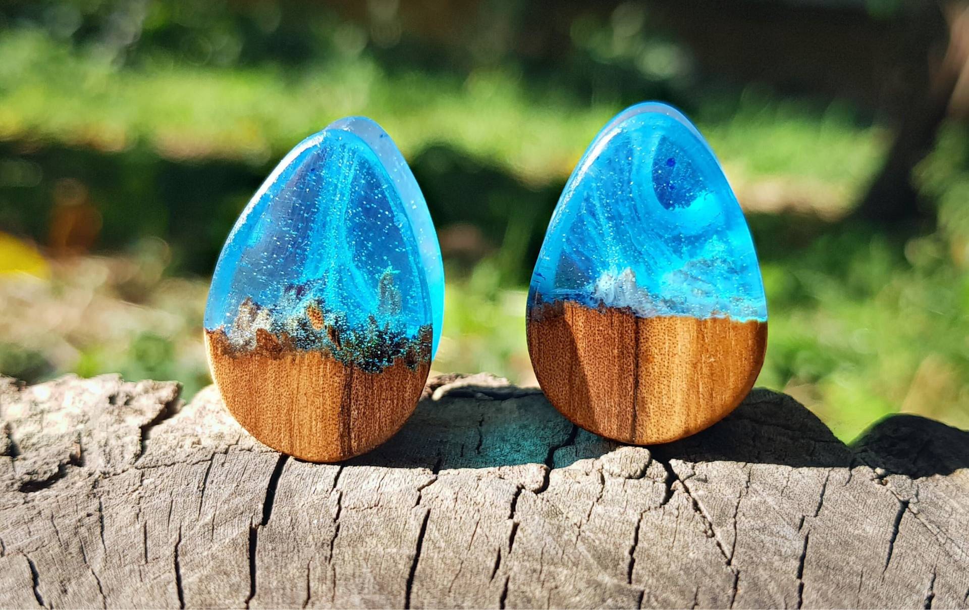 1 Paar Tropfen Ohr Plugs Ozean Blaue Double Flare Gauges, | Og Bis 2 Inch 1 Paar Tropfen Ohr Plugs Ozean Blaue Double Flare Gauges, | Og Bis 2 Inch von EtalonWood