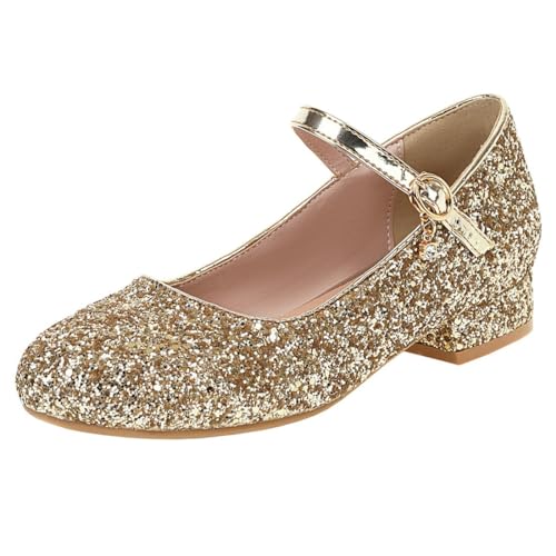 Etebella Damen Pumps Flach mit Riemchen Mary Jane Festliche Glitzer Schuhe (Gold,38) von Etebella