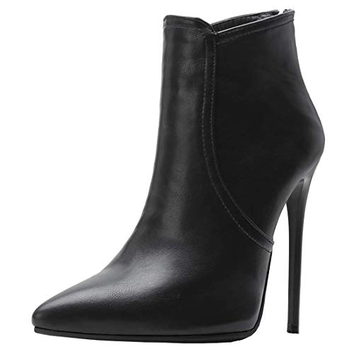 Etebella Damen Spitze Ankle Boots Sexy High Heels Stiletto Stiefeletten mit Hinten Reißverschluss Winter Schuhe (Schwarz,37) von Etebella