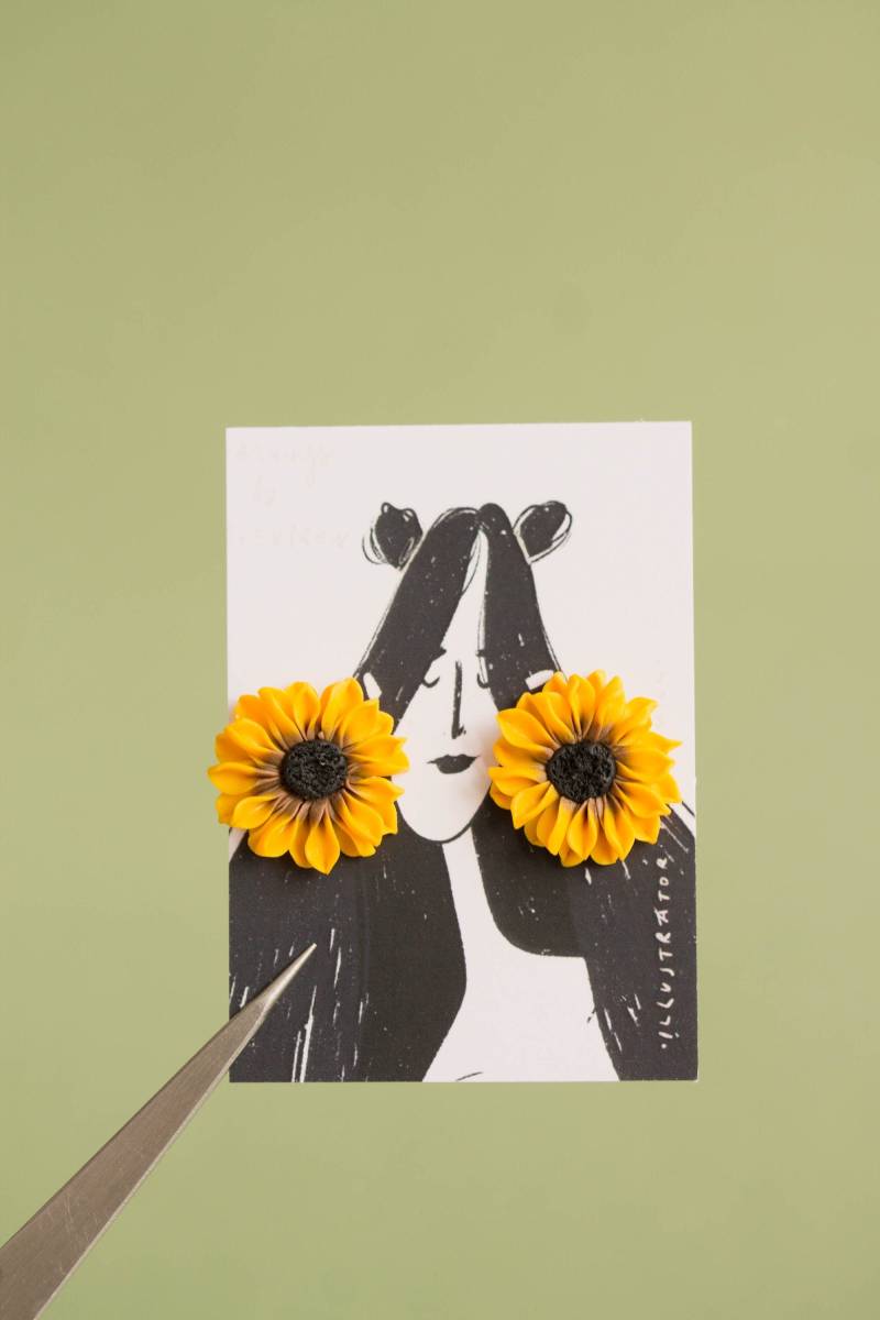 Gelbe Sonnenblume Ohrstecker. Sonnenblumen Hochzeitsschmuck von EtenIren