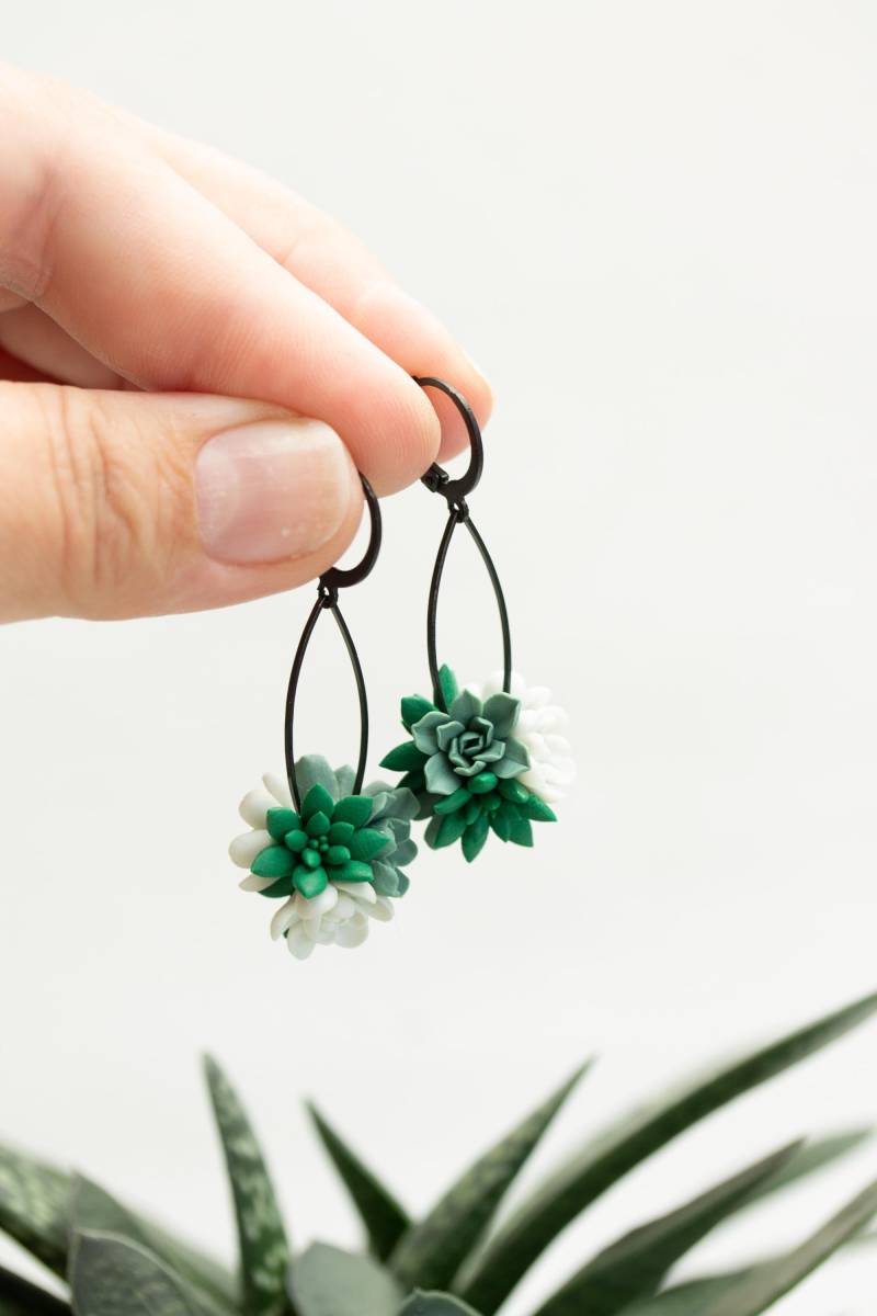 Sukkulente Ohrringe Handgefertigte Florale Tropfen von EtenIren