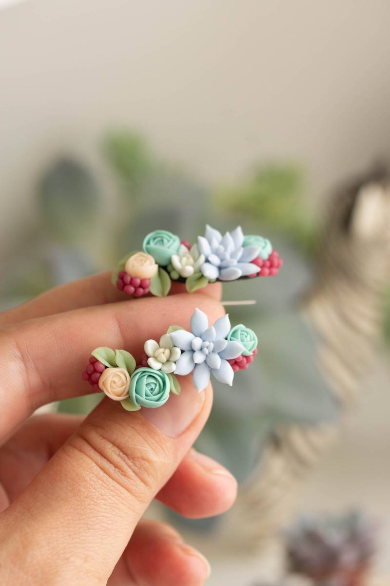 Handgemachte Sukkulenten-Ohrringe Aus Polymer Clay Florale Schmuckstücke von EtenIren