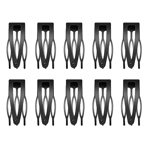 Etercycle 10 Stück Haarspangen, Metall Haarspangen 5cm Barrette Haarspange für Damen Mädchen, Doppel Griff Haar Clips Haarhalter Basteln DIY Zubehör Snap Haarspangen (Schwarz) von Etercycle
