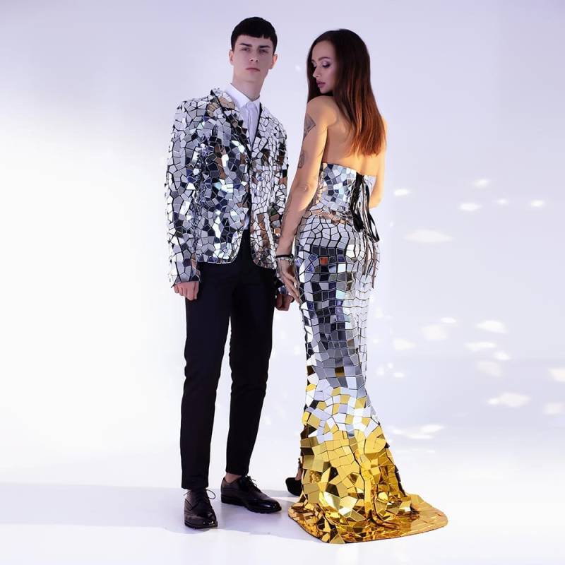 Queen Gold & Silver Spiegelkleid Kostüm/Weihnachtskleid Glitzer Pailletten Ballkleid Für Weihnachtsfeier - By Etereshop _M46 von EtereShop