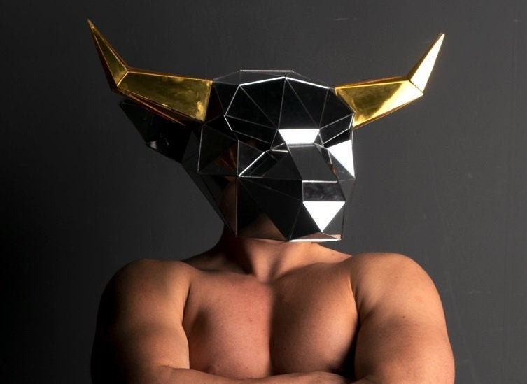 stier Spiegel Tier Maske Vollkopf Edm Maske, Rave Karneval Brennender Mann - Von Etereshop _D15 von EtereShop