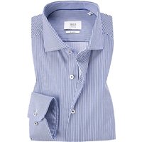 ETERNA Herren Hemd blau Baumwolle gestreift Slim Fit von Eterna