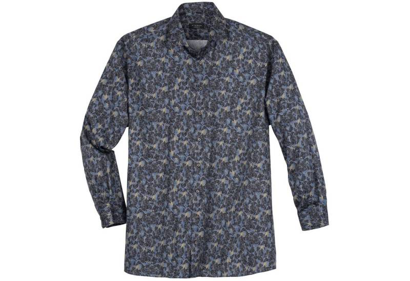 Eterna Businesshemd Eterna XXL Businesshemd bügelfrei Floral-Dessin navy von Eterna
