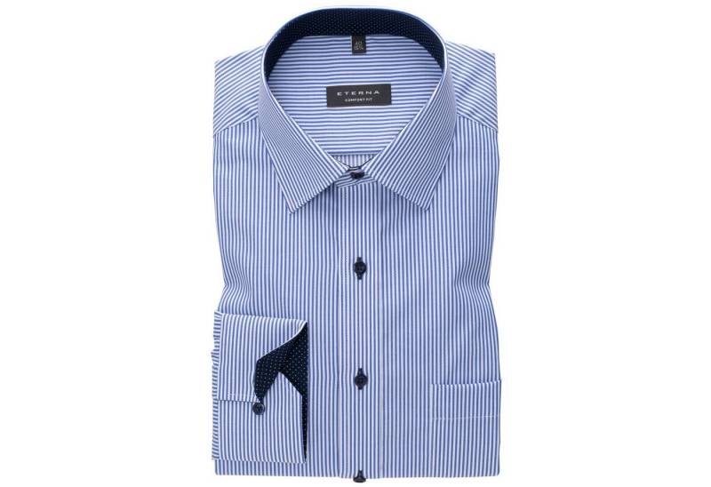 Eterna Businesshemd Eterna XXL Businesshemd bügelfrei Streifen blau-weiß von Eterna