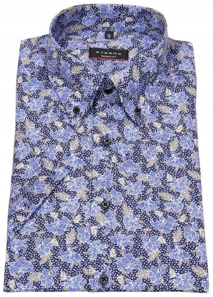 Eterna Kurzarmhemd Modern Fit leicht tailliert Button-Down-Kragen von Eterna