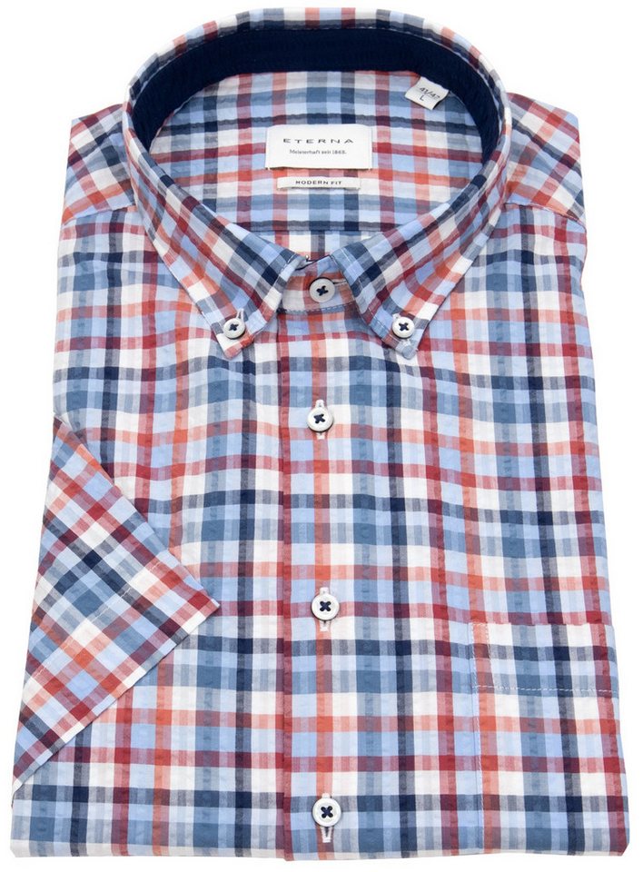 Eterna Kurzarmhemd Modern Fit leicht tailliert Button-Down-Kragen von Eterna