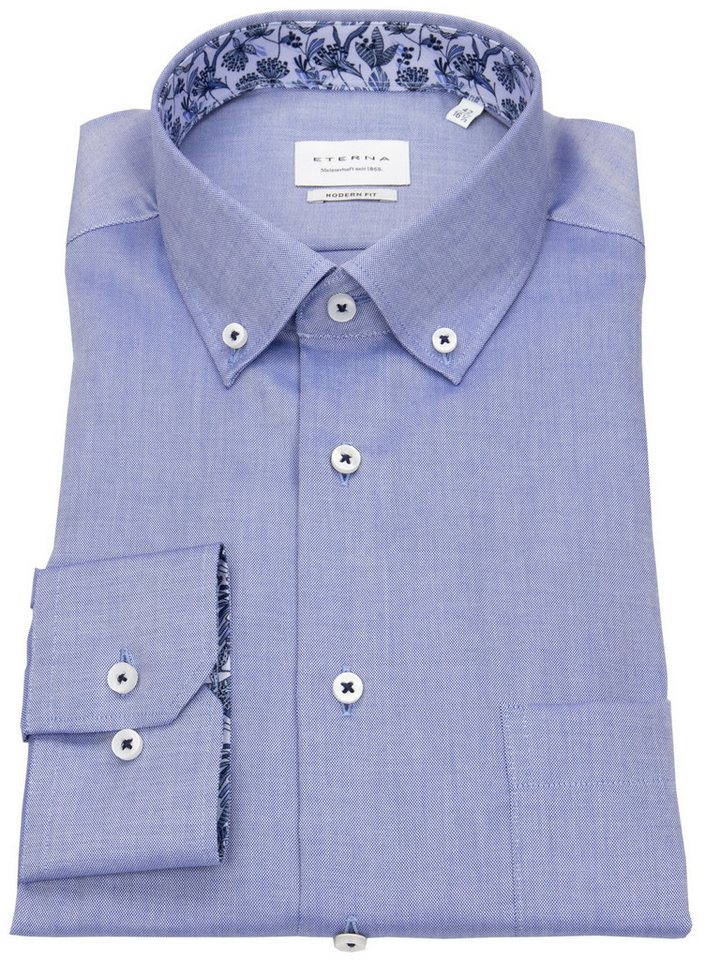 Eterna Langarmhemd Modern Fit leicht tailliert bügelfrei Button-Down-Kragen von Eterna