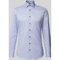 ETERNA Slim Fit Business-Hemd mit Allover-Muster in Bleu, Größe 43 von Eterna