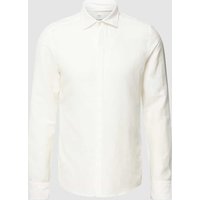 Eterna Slim Fit Premium Shirt  mit Premium Leinen-Anteil Modell 'Kent' in Beige, Größe 39 von Eterna