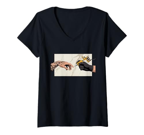 Damen Lustige Tattoo Künstler Tattoo Gun Tattoo Master Humor Vintage T-Shirt mit V-Ausschnitt Damen Lustige Tattoo Künstler Tattoo Gun Tattoo Master Humor Vintage T-Shirt mit V-Ausschnitt von Eternal Inkwear