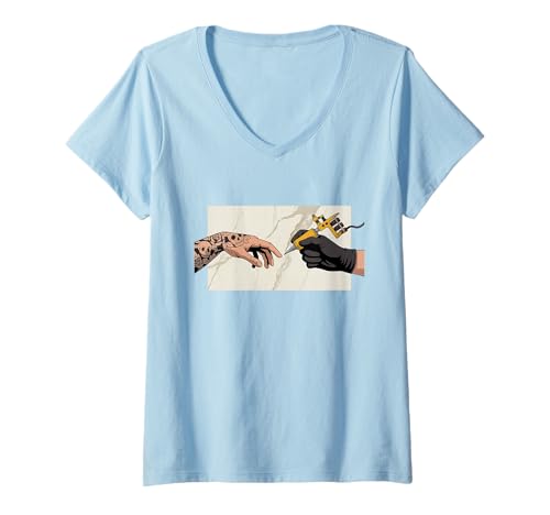 Damen Lustige Tattoo Künstler Tattoo Gun Tattoo Master Humor Vintage T-Shirt mit V-Ausschnitt Damen Lustige Tattoo Künstler Tattoo Gun Tattoo Master Humor Vintage T-Shirt mit V-Ausschnitt von Eternal Inkwear