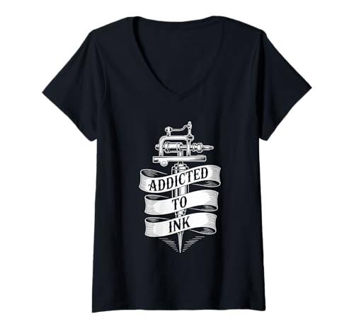 Damen Tätowiermaschine für Liebhaber von Addicted to Ink, Vintage-Stil, cool T-Shirt mit V-Ausschnitt Damen Tätowiermaschine für Liebhaber von Addicted to Ink, Vintage-Stil, cool T-Shirt mit V-Ausschnitt von Eternal Inkwear