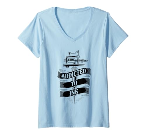 Damen Tätowiermaschine für Liebhaber von Addicted to Ink, Vintage-Stil, cool T-Shirt mit V-Ausschnitt Damen Tätowiermaschine für Liebhaber von Addicted to Ink, Vintage-Stil, cool T-Shirt mit V-Ausschnitt von Eternal Inkwear