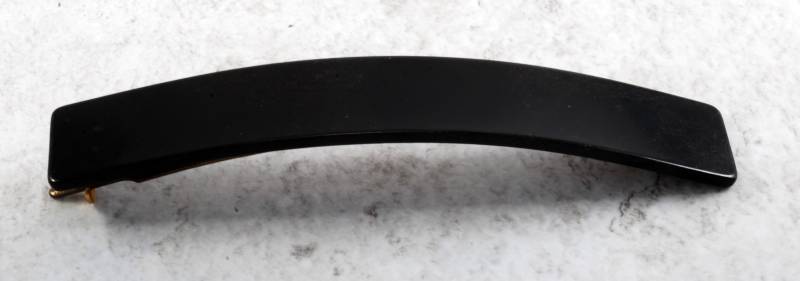Vintage Haarspange Messing Metall Schwarz Kunststoff Schlicht Rechteck Design Accessoire von EternalBohemian