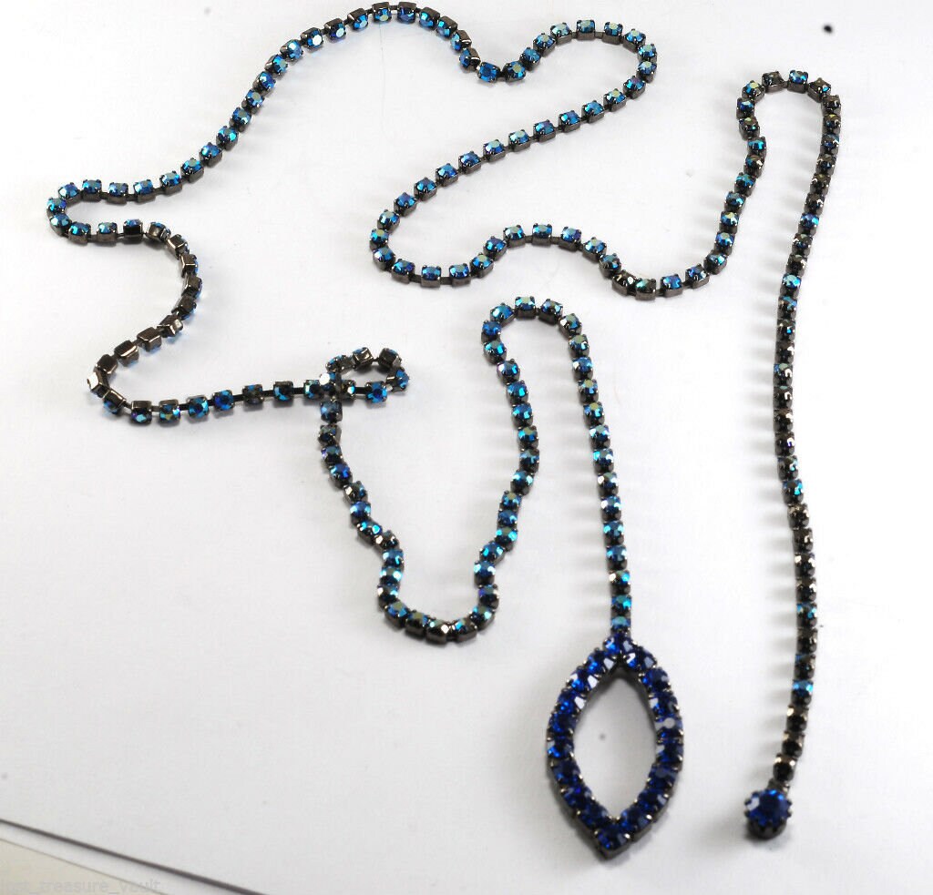 Vintage Halskette Heliotrope Und Blaue Strass Durchzieher Modeschmuck von EternalBohemian