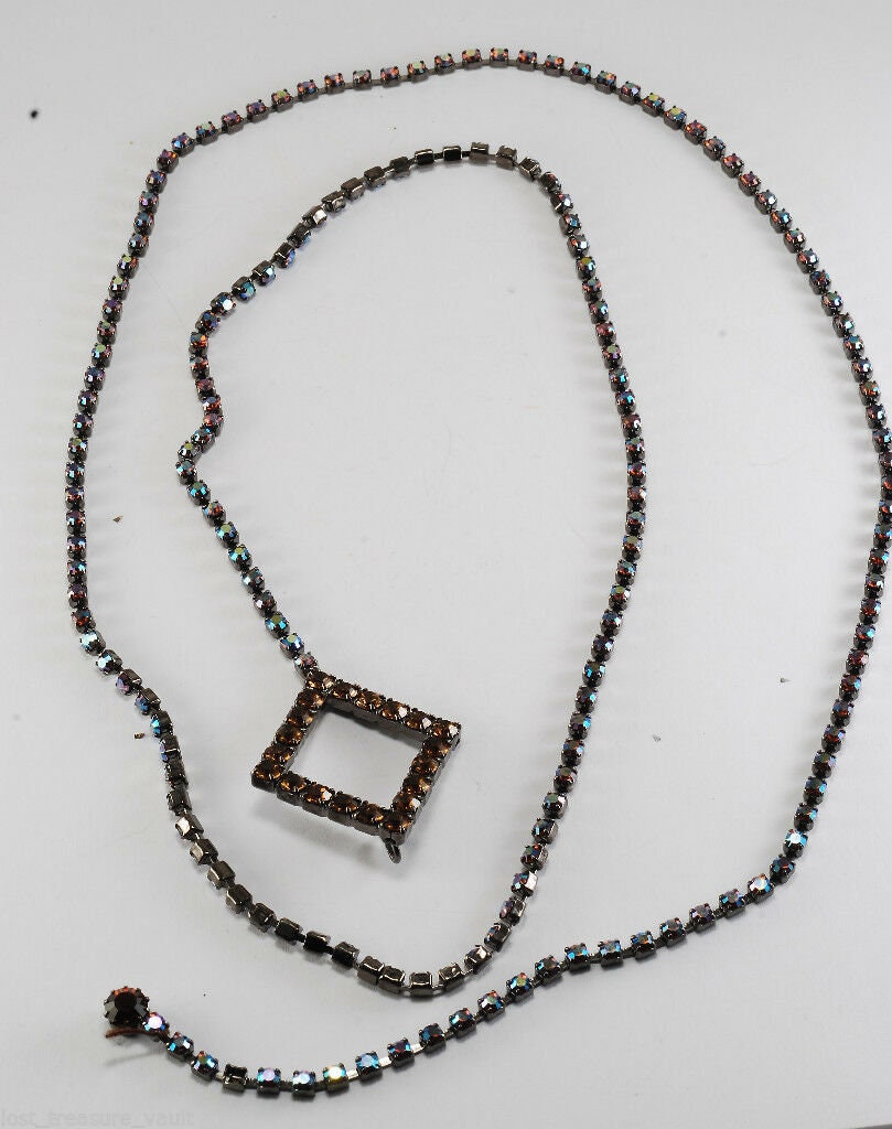 Vintage Halskette Heliotrope Und Orange Strass Strang Durchzieher Modeschmuck von EternalBohemian