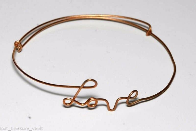 Vintage "Liebe" Armband Verstellbar Eold Kupfer Gebogen Draht Industrieschmuck von EternalBohemian