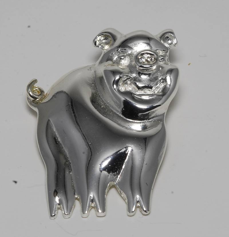 Vintage Sammler Silber Metall Schwein Pin Schmuck von EternalBohemian
