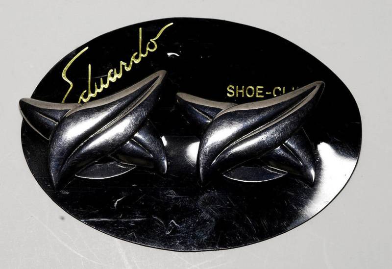 Vintage Schuhclips Silber Ton Metall Eduardo Mode Accessoire von EternalBohemian