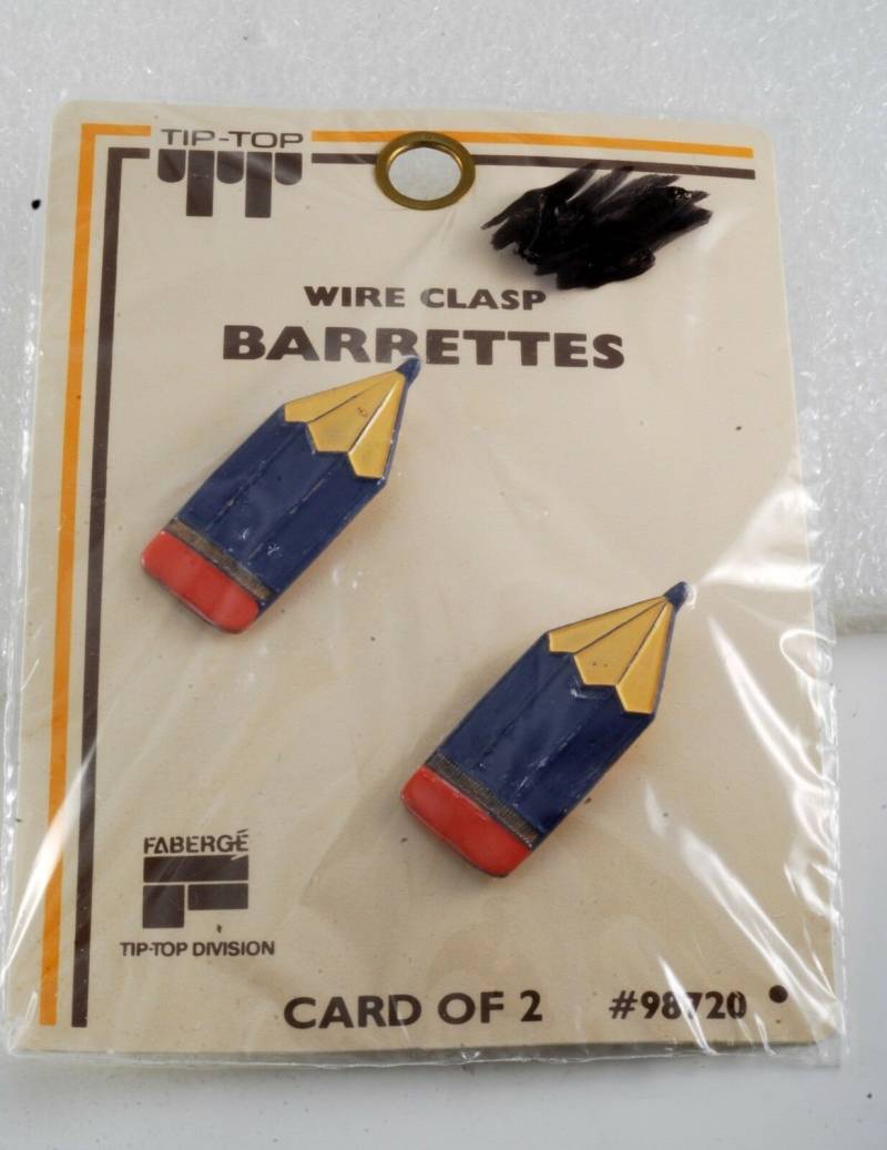 Vintage Tipp Top Haarspange Emaille Bleistift Paar Faberge Draht Zurück Marine Blau Noc von EternalBohemian