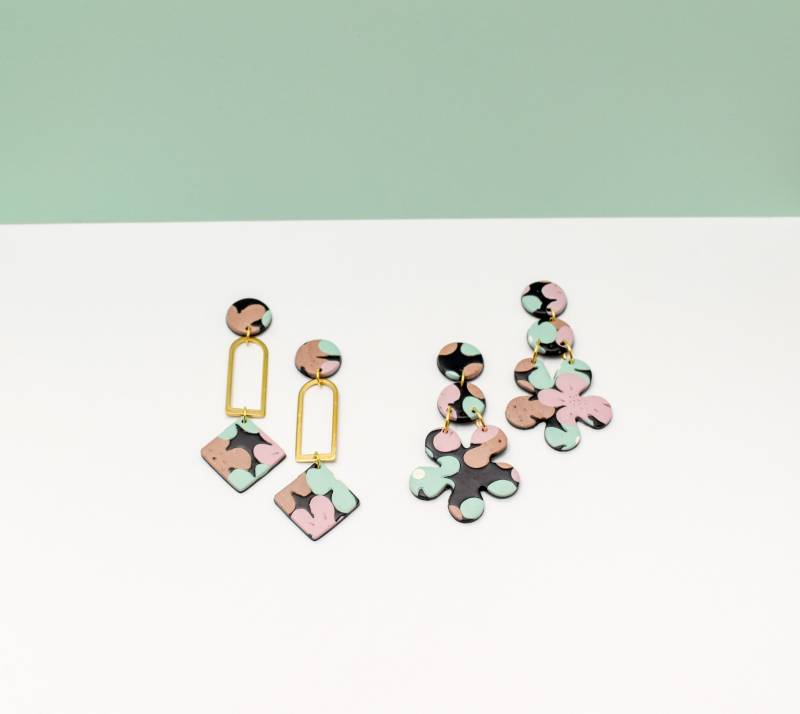 Bpg // Ohrringe, Leicht, Geschenke Für Sie, Sommer-stil, Messingohrringe, Handgemachter Schmuck, Langer Ohrring, Mutige Abstrakte Kunst von EternalGemsbyKarena