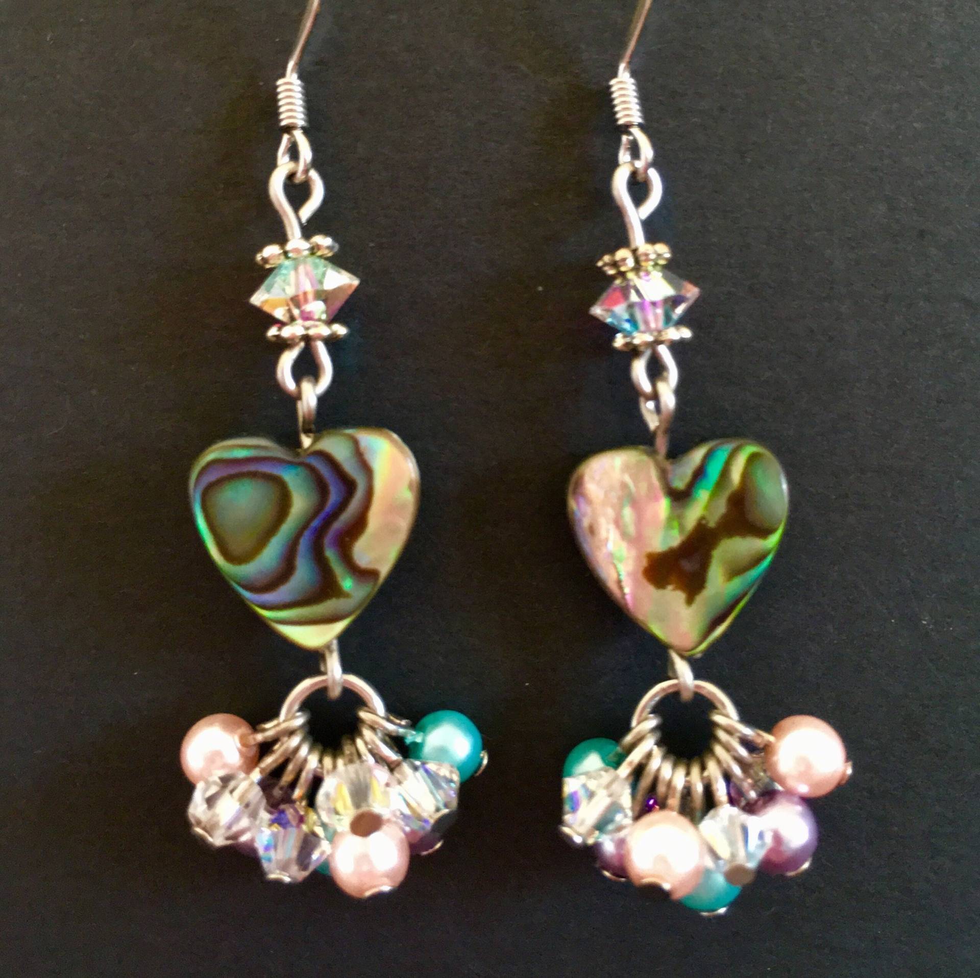 Abalone Herz Pastell Perle Und Swarovski Kristall Ohrringe Abalone Herz Pastell Perle Und Swarovski Kristall Ohrringe von EternalHopeDesign