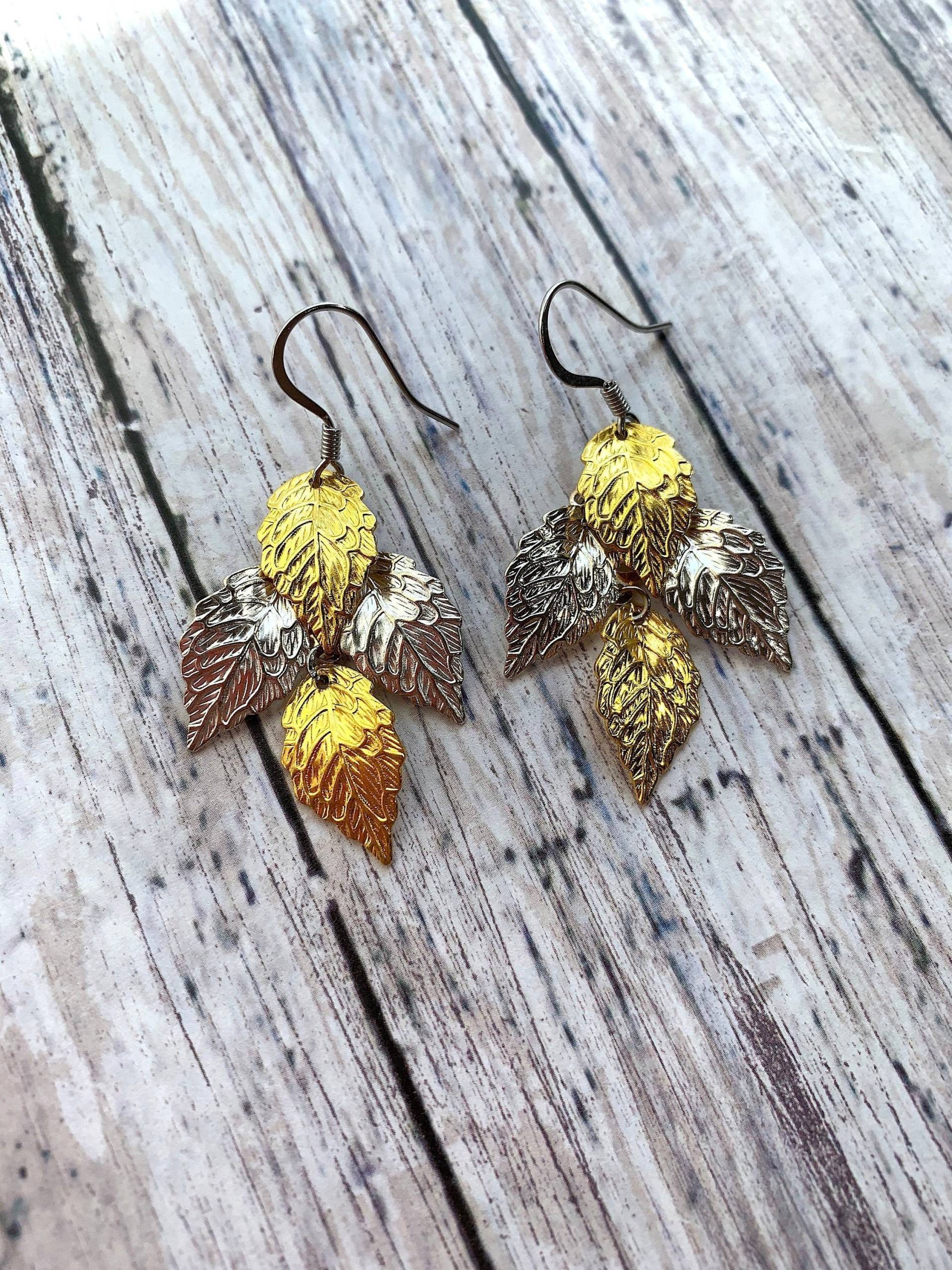 Gold Und Silber Chandelier Blatt Ohrringe Gold Und Silber Chandelier Blatt Ohrringe von EternalHopeDesign