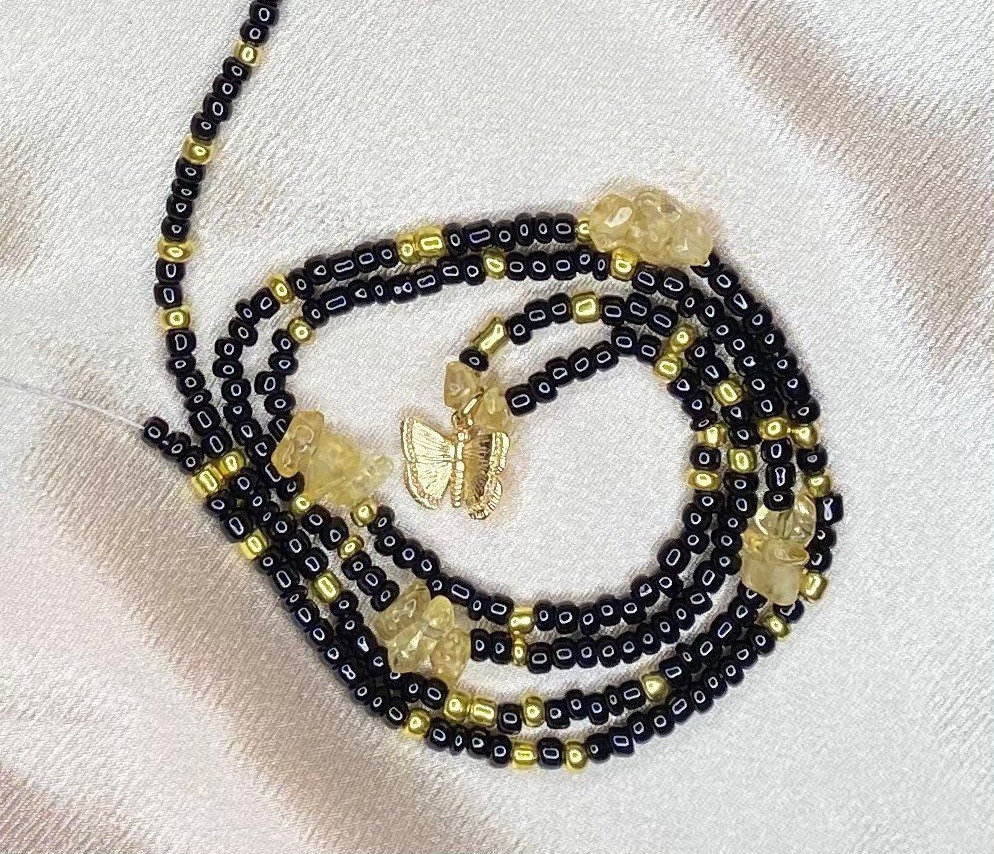 Black & Gold Citrin Schmetterling Kristall Taille Perlen | Edelstein Taillenperlen Heilung Manifestierende Transformation Bauch Black & Gold Citrin Schmetterling Kristall Taille Perlen | Edelstein Taillenperlen Heilung Manifestierende Transformation Bauch von EternalSunGems