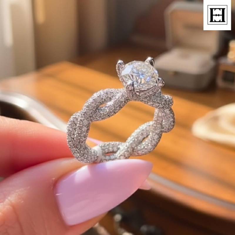 1.5 Ct Labor Gewachsener Diamant Verlobungsring Gedrehtes Pave Infinity Band von EternaleleganceDE