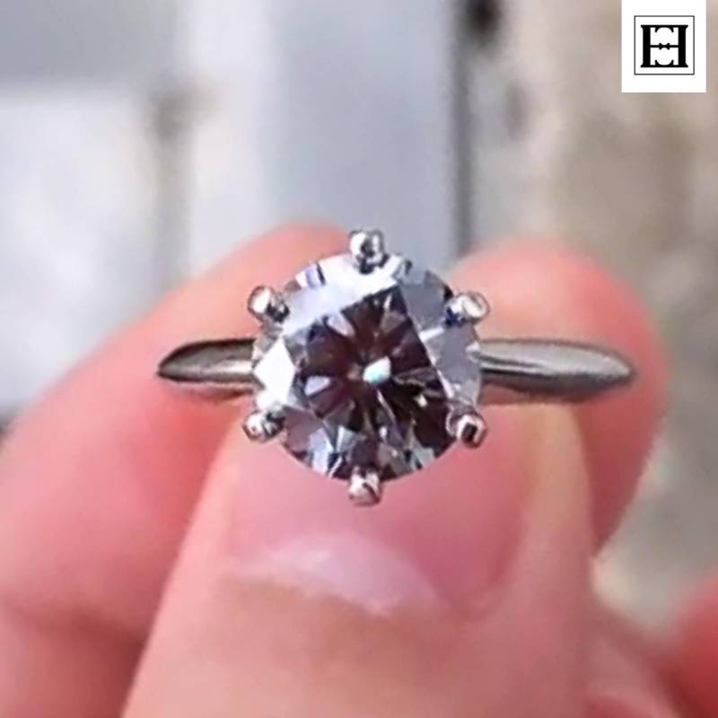 2 Karat Grauer Moissanit Verlobungsring 14K Weißgold Solitär von EternaleleganceDE