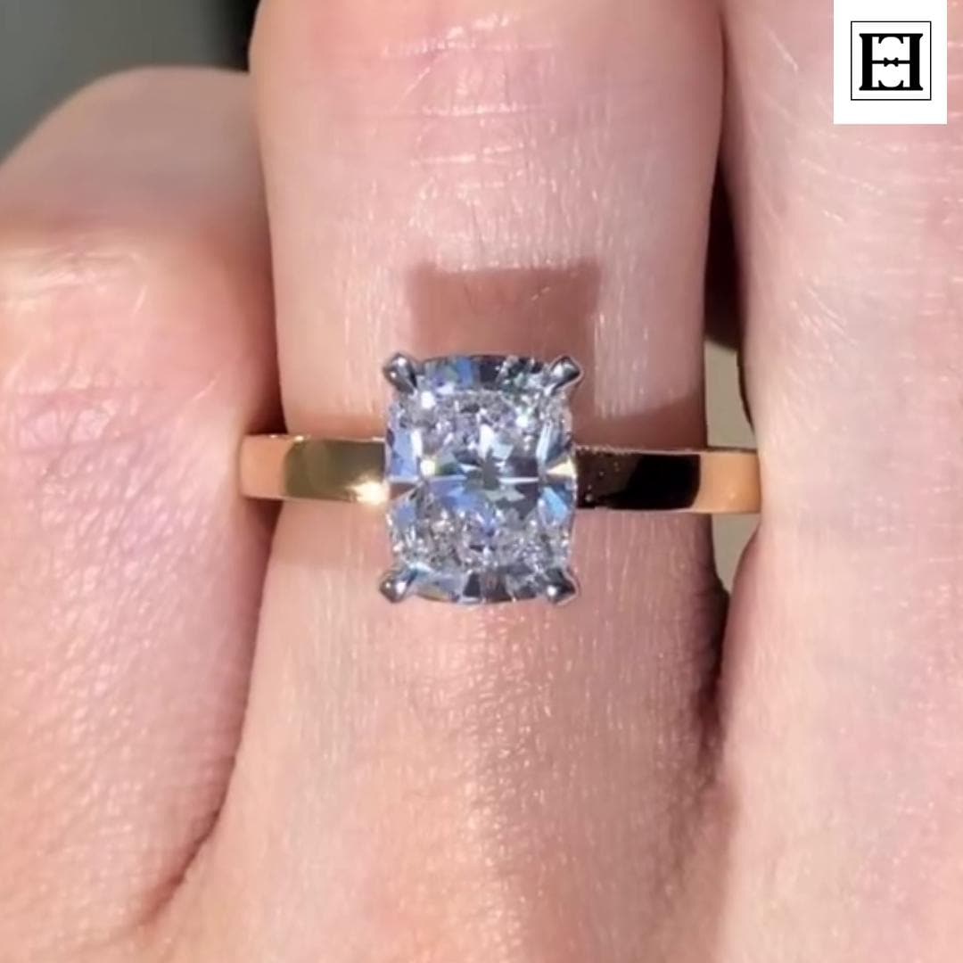2.5 Karat Kissenschliff Moissanit Verlobungsring 14K Gold Blumen Solitär von EternaleleganceDE