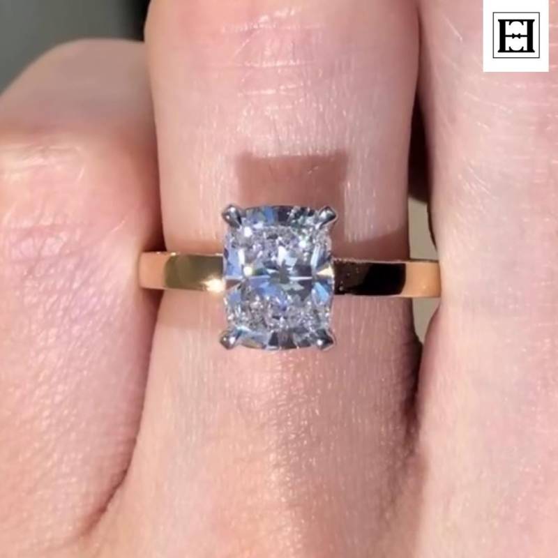 2.5 Karat Kissenschliff Moissanit Verlobungsring 14K Gold Blumen Solitär 2.5 Karat Kissenschliff Moissanit Verlobungsring 14K Gold Blumen Solitär von EternaleleganceDE