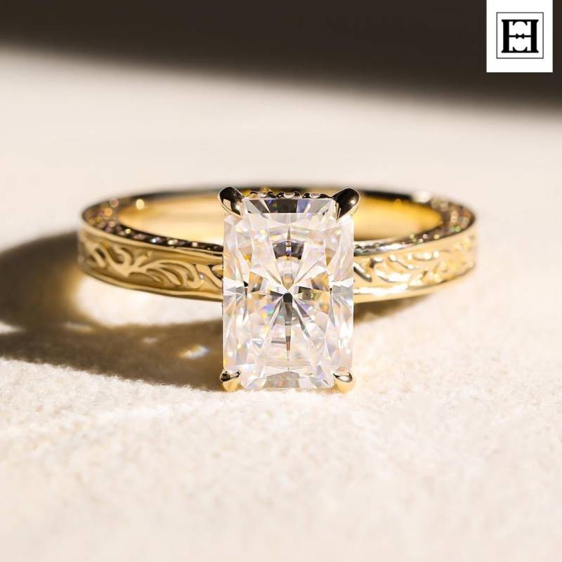 3 Karat Strahlender Moissanit Verlobungsring 14K Gold Vintage Pave Band 3 Karat Strahlender Moissanit Verlobungsring 14K Gold Vintage Pave Band von EternaleleganceDE