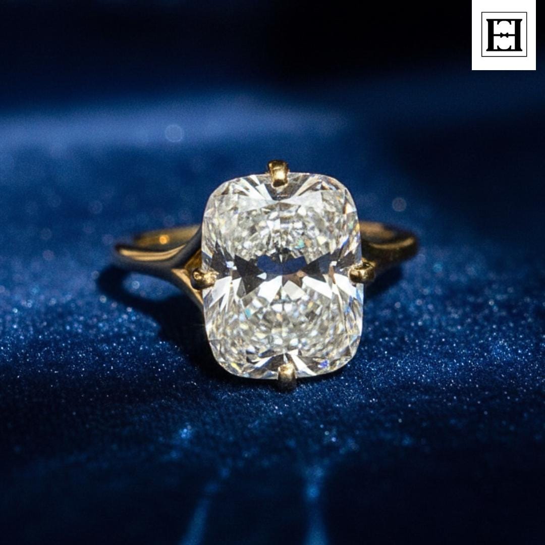 4.5 Ct Moissanit Ring Im Kissenschliff Gelbgold Solitär Für Die Verlobung von EternaleleganceDE