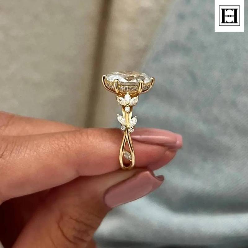 Floral Oval Cut Moissanite Verlobungsring Vintage 14K Gold Diamant Ehering Natur Inspirieren Ring Versprechen Für Frauen von EternaleleganceDE
