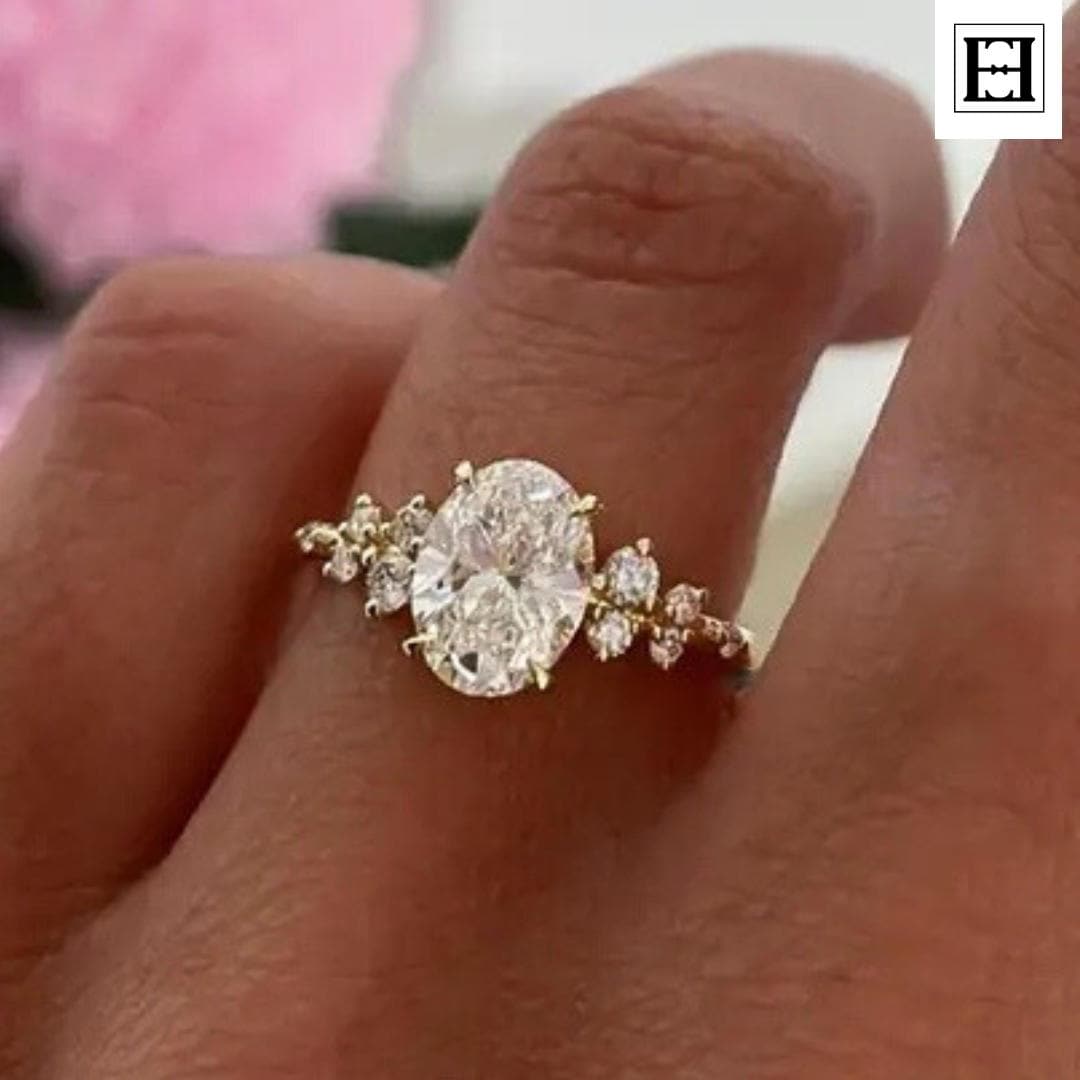 Floraler Moissanit Verlobungsring 14K Gelbgold Cluster Ring von EternaleleganceDE