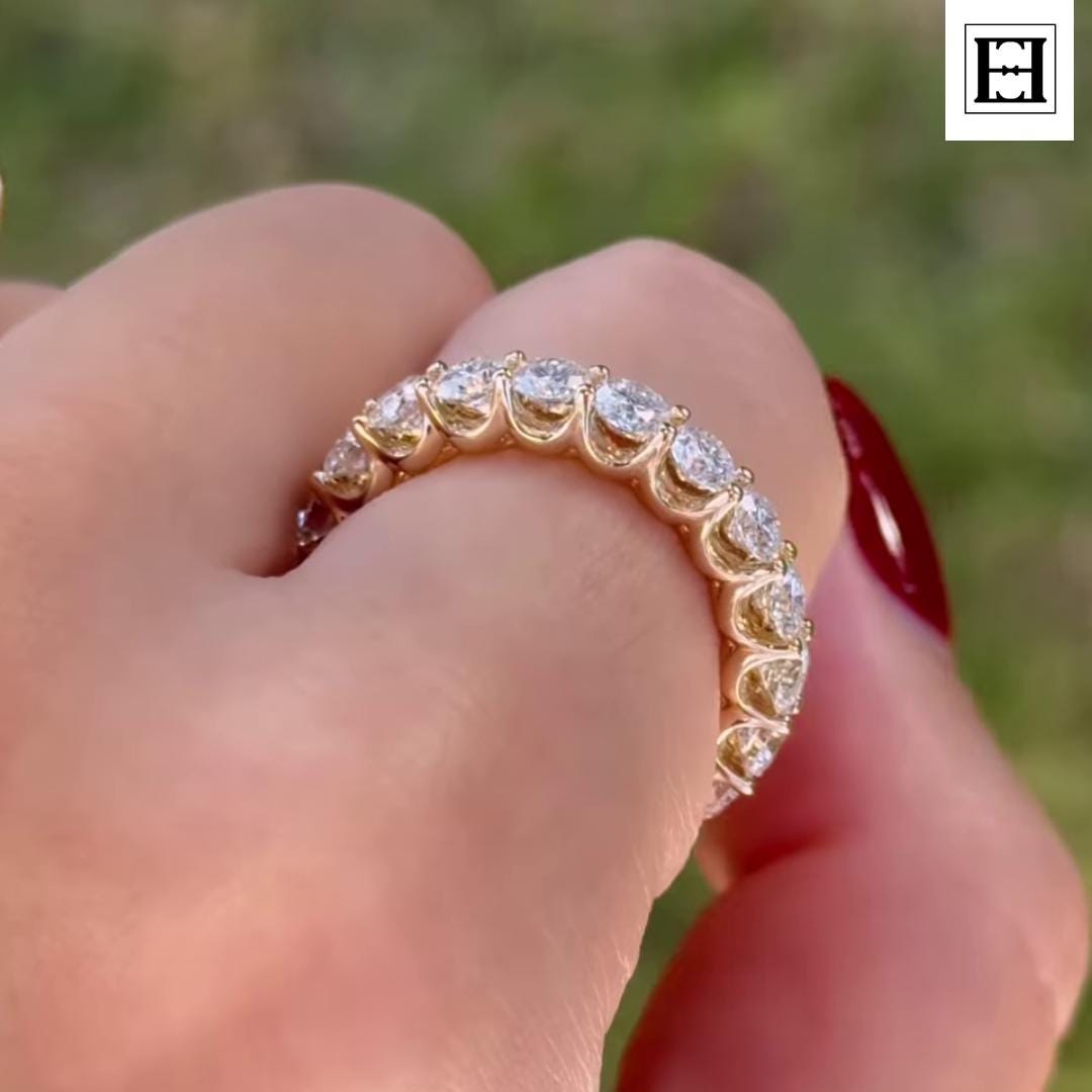 Moissanit Eternity Band 14K Gelbgold Hochzeitsring von EternaleleganceDE