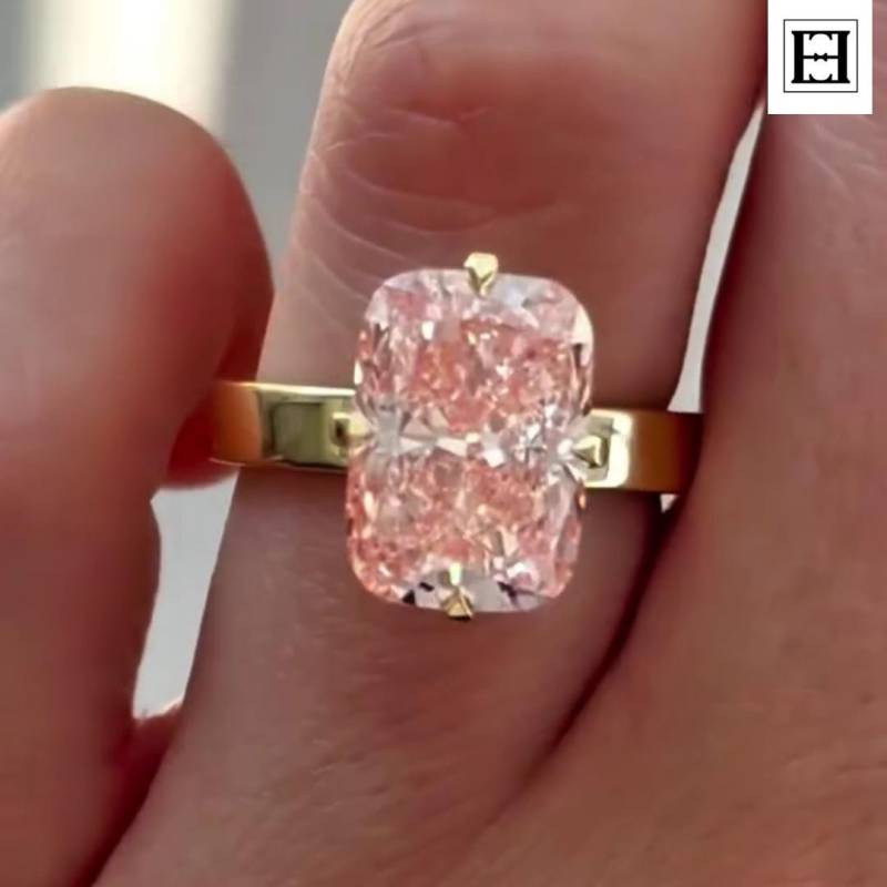 Pink Zirkonia Ring Im Kissenschliff - 14K Gold Solitär Verlobungsring, Cz Statement Ring, Einzigartige Hochzeit Oder Versprechen Für Sie von EternaleleganceDE