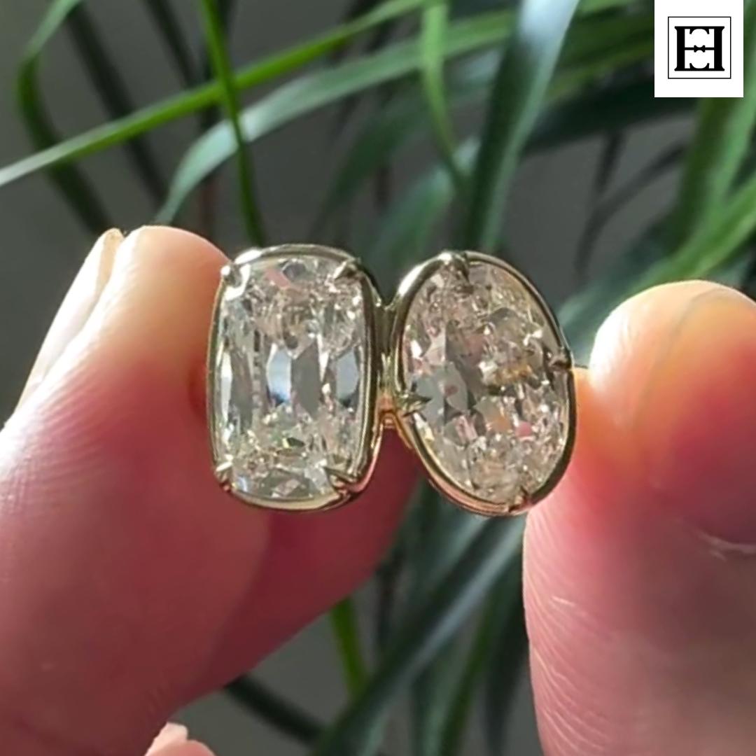 Toi Et Moi Moissanit Ring 14K Gold Doppelstein Verlobungsring von EternaleleganceDE