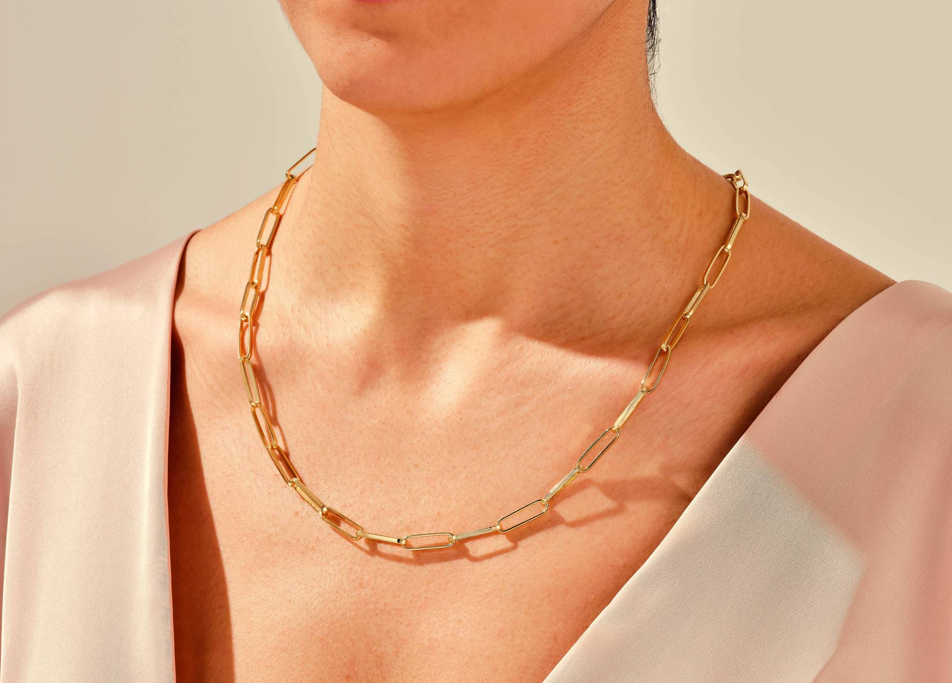 14K Gold Paperclip Chain Necklace/Bold Gliederkette Für Frauen Layering Kette Längliche von Eternate