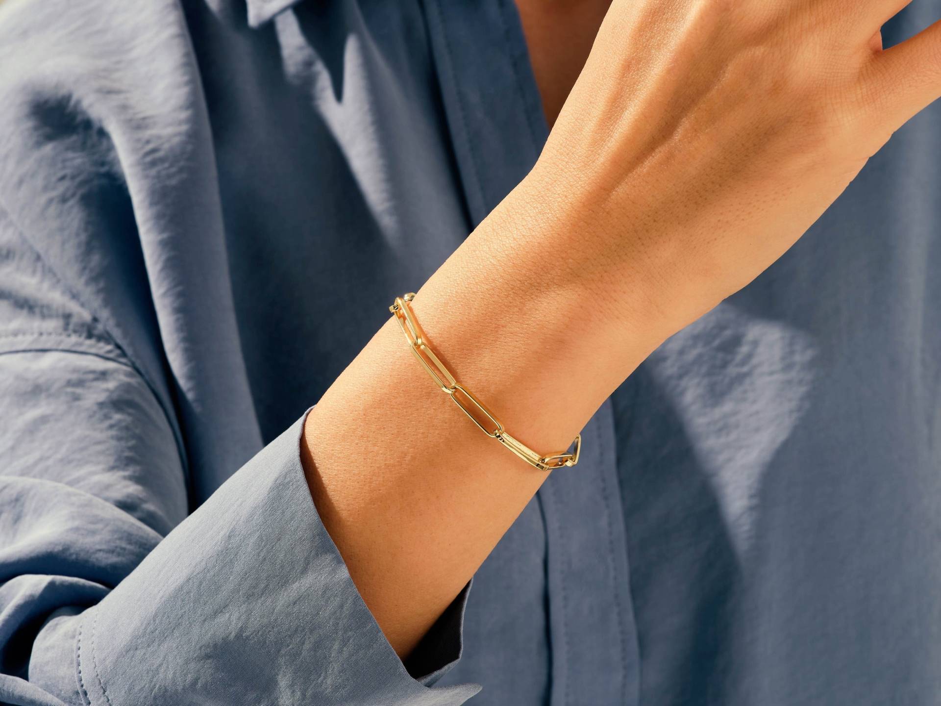 14K Gold Papierclip Kette Armband/Glieder Bold Statement Armbänder Damen Echt Geschenk Längliche von Eternate